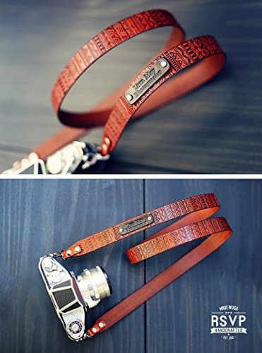 Custom Leather Camera Strap, Handmade personalized gift, DSLR camera strap, Custom name initials, GPS coordinates, Aztec