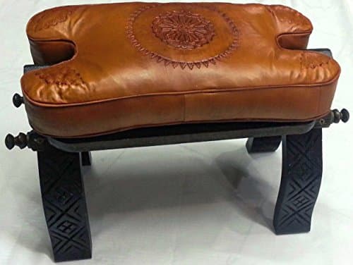 Moroccan Leather Bench (Include the Filled Leather Pouf and the Wood Frame)