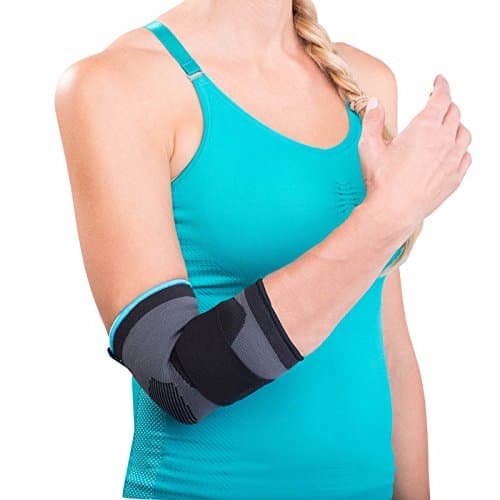 DonJoyAdvantage DA161ES02-BLK-M Deluxe Elastic Elbow for Sprains, Strains, Golfer's and Tennis Elbow, Swelling, Black, Medium 9, 10.5"