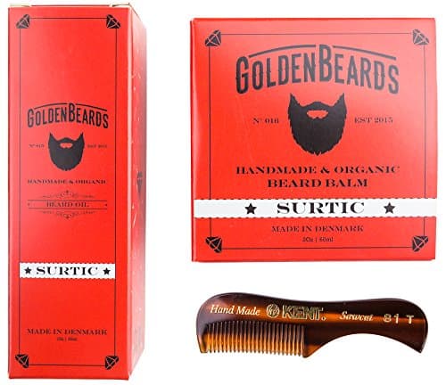 Beard Oil and Balm Kit for Men with Sensitive Skin, get our Handmade &amp; Organic Beard Oil (1Oz) and Beard Balm (2Oz) and a small comb, now you can get your beard oil kit for men gift. (Surtic)