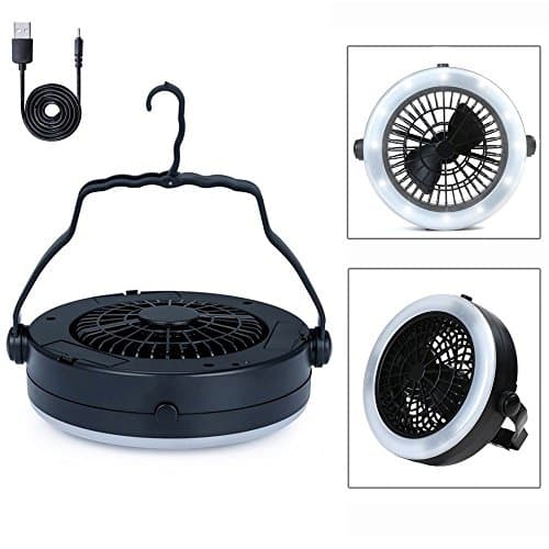 LED Lantern, ZeopoCase Portable LED Camping Lantern Flashlights with Ceiling Fan for Outdoor Hiking Tent Lamp Powered by USB Source Batteries