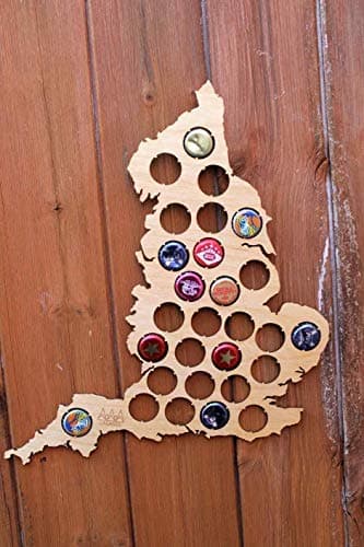 England Beer Cap Map Wood Bottle Beer Cap Wall Art Plaque Collection Gifts for Him, for Dad,for Husband,Boyfriend Gifts