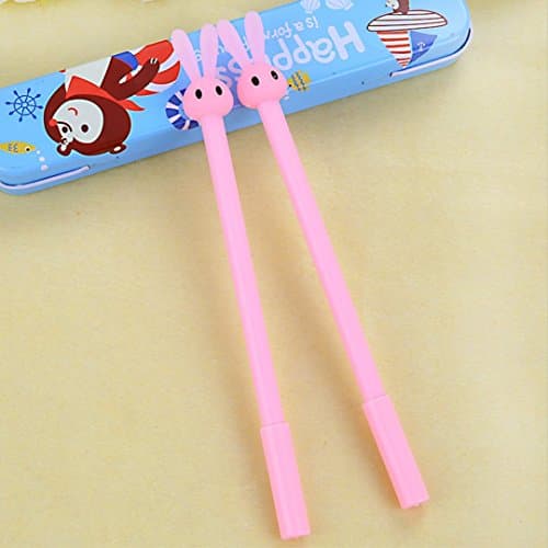 2pcs Long Eared Rabbit Gel cute pendent cute rabbit jelly ballpoint pen
