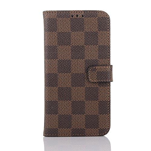 Galaxy S7 Case, TNI Quality Leather Grid Pattern Credit Cards Holder Case for Galaxy S7/S7 edge