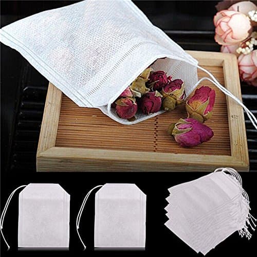 100 Pieces Empty Tea Bags Size 5.5 x 7CM - Empty Tea Bags With String - Heal Seal Filter Paper for Herb Loose Tea