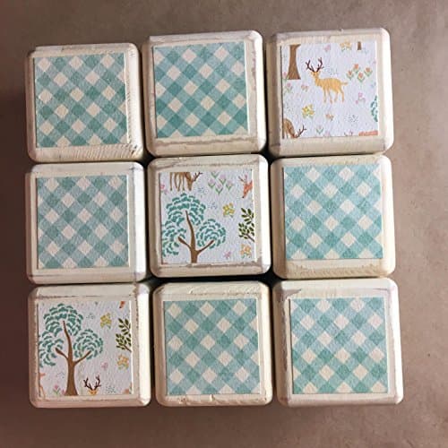Hand Made wooden blocks for matching, building, playing memory games, gift, baby, toddler, child