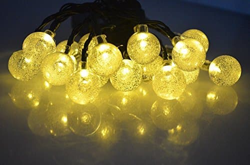 20 LED Solar String Lights Outdoor Crystal Ball Solar Energy Fairy Lights for Garden Fence Christmas Tree Decoration Solar Lamp (Warm White)