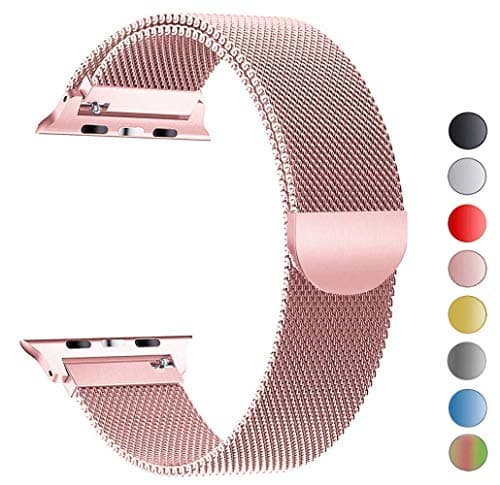 MouKou Straps for Apple Watch Series 4/3/2/1 38mm 40mm 42mm 44mm Milanese Mesh Loop with Magnetic Clasp Stainless Steel Replacement Strap