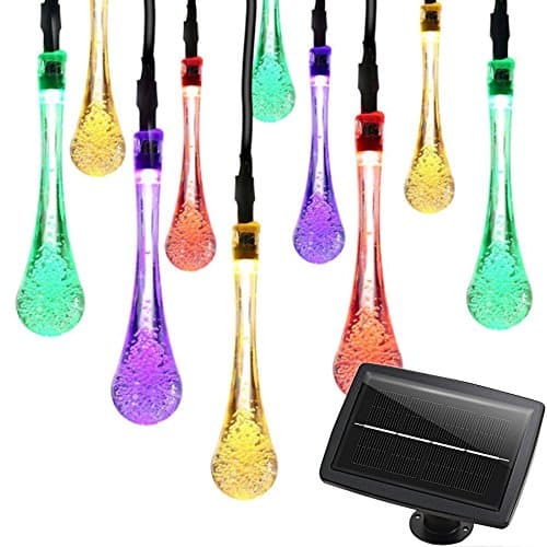 Outdoor String Lights Solar Powered, 33ft 60LEDs High Brightness Waterproof LED Fairy Lights for Garden Patio Wedding Party Christmas Decoration