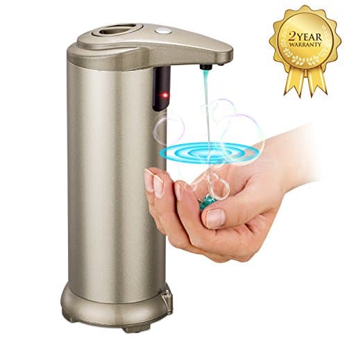 Automatic Soap Dispenser, Stainless Steel Touchless Hand Free Motion Sensor Autosoap Dispenser for Kitchen and Bathroom - (Champagne Gray)