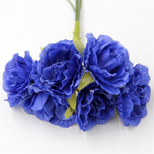 30PCS DIY Silk Artificial Flowers Bouquet For Home Wedding Party Scrapbooking Decorative Wreath Fake Flowers 9 Colors blue