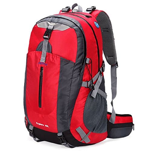 GDSZ 40L Lightweight Hiking Backpack Foldable Waterproof Backpac Casual Camping Trekking Rucksack For Cycling Mountaineer Outdoor Sport Men Women With Rain Cover,Red