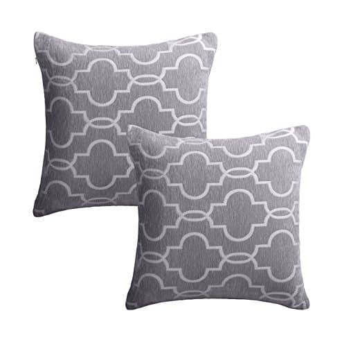 ALBAD Throw Pillow Cover 18 x 18 Inch Sets of 2 Decorative Square Pillow Covers 100% Cotton Decorative Square Cushion Case Sofa Durable Modern Stylish Cushion Gray Covers Hidden Zipper