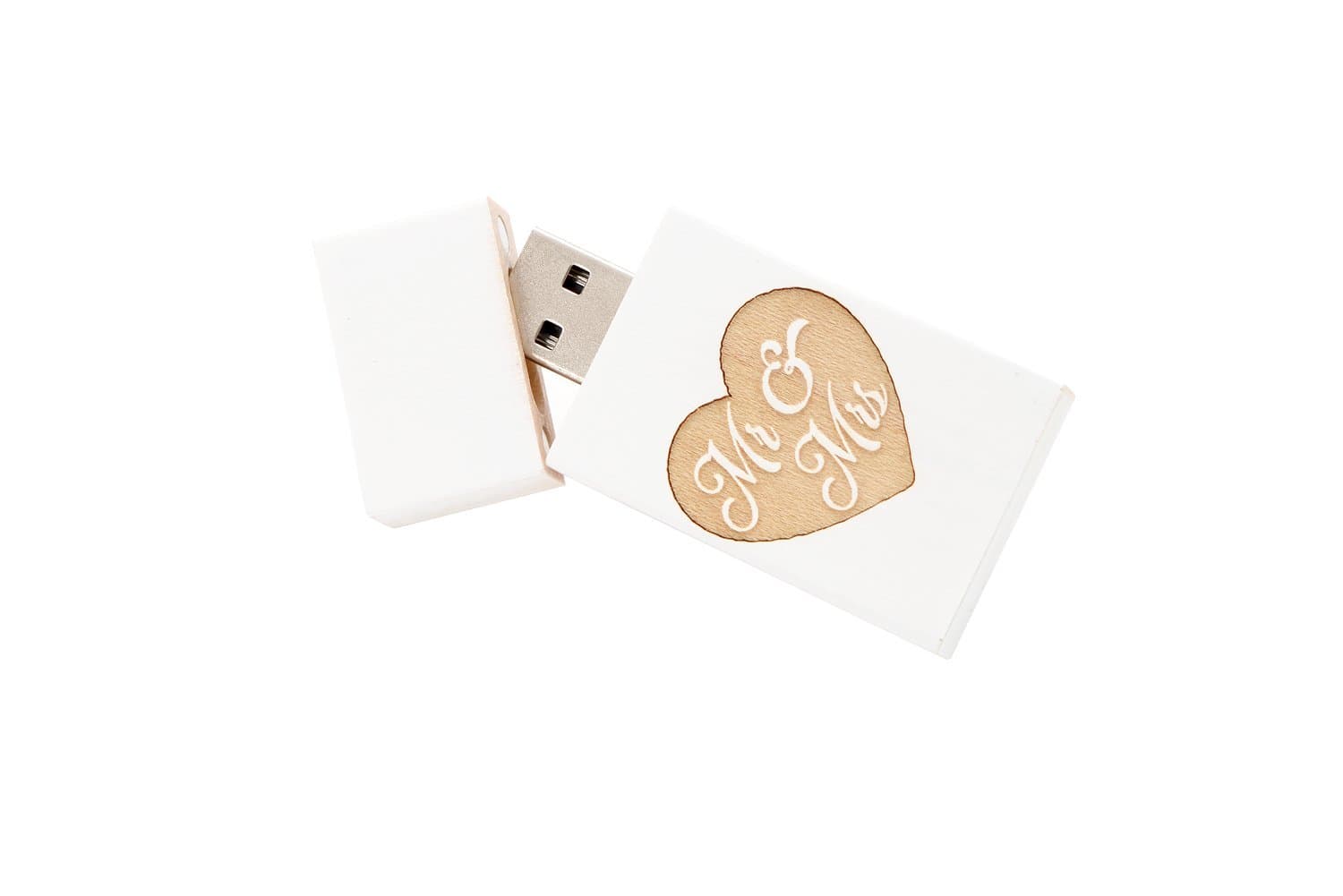 SameDayFlash 1 32GB USB 2.0 White Wash Maple Drive- Single Item - Grove Stick Body - Mr & Mrs Engraved
