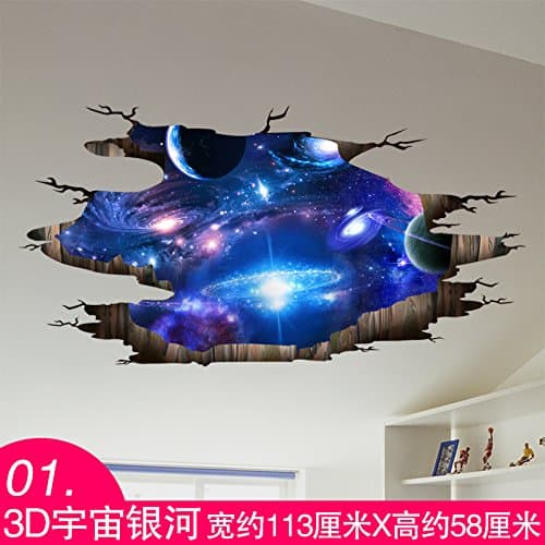 Ghaif 3D ceiling wall paper self-adhesive decorative ceiling dream stars planets in the universe, big, big Removable For bedroom living room kitchen TV background wall bathroom dormitory office