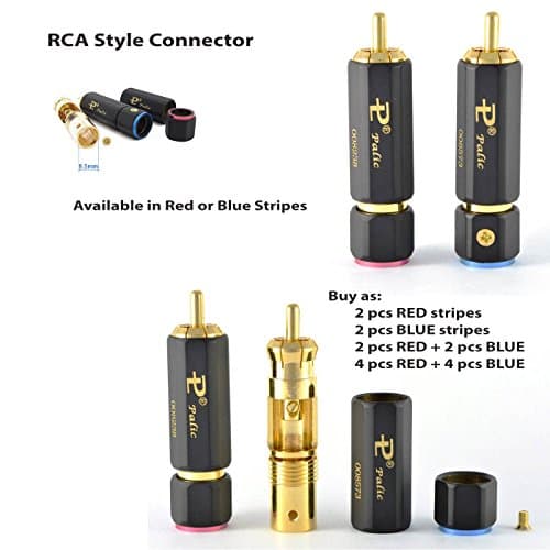 2 pcs RCA CABLE AUDIO CONNECTORS - PALIC - RED RING - Brass + Copper