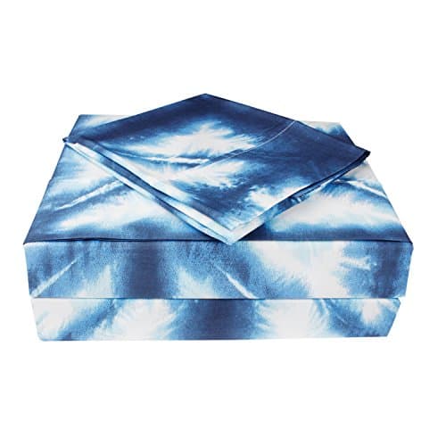 100% Cotton Sheet Set, Percale Sheets, Tie &amp; Die Design, Percale Weave, Queen Sheets, Deep Pockets,3-Piece Queen Bed Sheet Set, Luxury Collection, Navy Check, by Avaanti