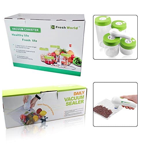 Keynew Handheld Vacuum Sealer System Food Storage Saver with 4 Vacuum Jars and 5 Vacuum Zipper Bags