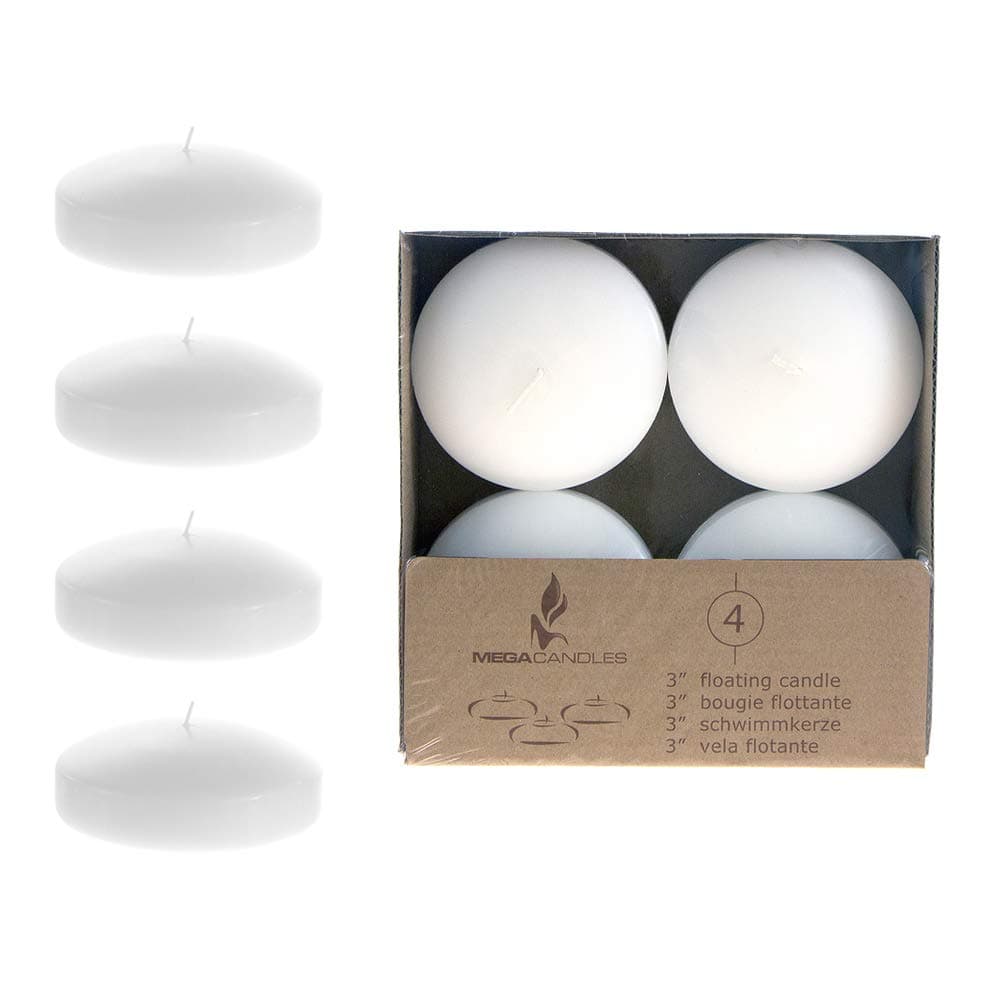 Mega Candles 12 pcs Unscented White Floating Disc Candle, Hand Poured Paraffin Wax Candles 3 Inch Diameter, Home Décor, Wedding Receptions, Baby Showers, Birthdays, Celebrations & Party Favors