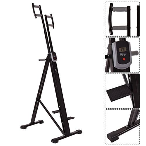 Cirocco Folding Stair Stepper Vertical Climber Exercise Cardio Machine w/ LCD Display | Strong Sturdy Total Full Body Aerobic Anaerobic Workout Fitness Equipment for Calorie Fat Burn Leg Bicep Triceps