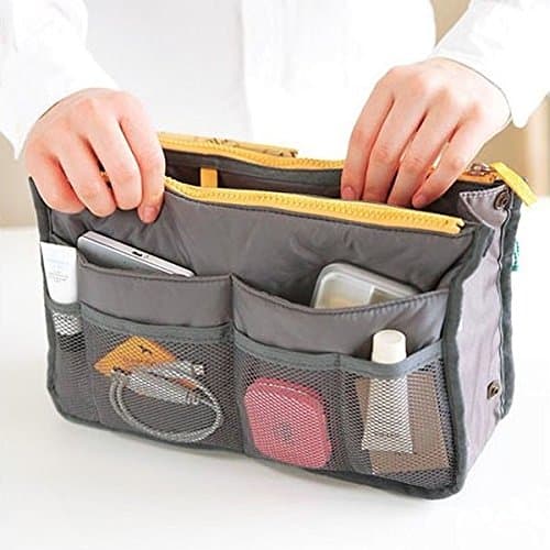 Sunglow Practical Handbag Purse Nylon Dual Organizer Insert Cosmetic Storage Bag Green