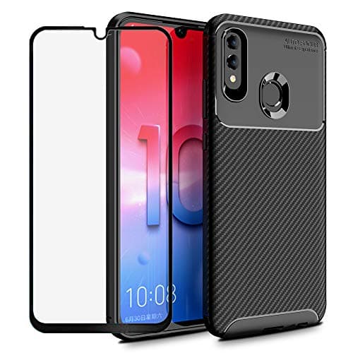 BestShare for Huawei P Smart 2019 / Huawei Honor 10 Lite Case, Slim fit Flexible Soft Gel TPU Case Anti-Slip Anti-Scratch Shockproof Cover + Tempered Glass Screen Protector,Black