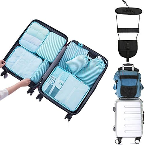 New Ver. Packing Cube Set Packing Bags - 8 Set + 1 Set Compression Packing Cubes Waterproof Suitcase Bags With Shoes Bag Organizers Compression, Bags-in-Bag Travel Storage by Yamissi