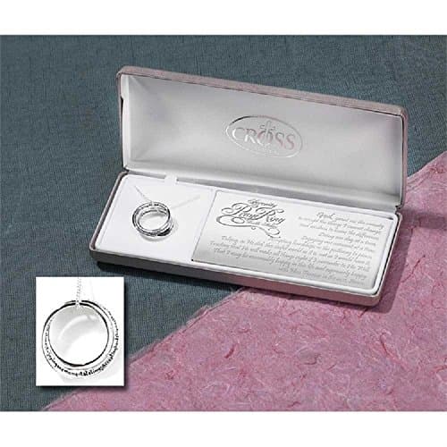 Silver Plated SERENITY Ring Necklace on Silver Plated 18 inch Chain