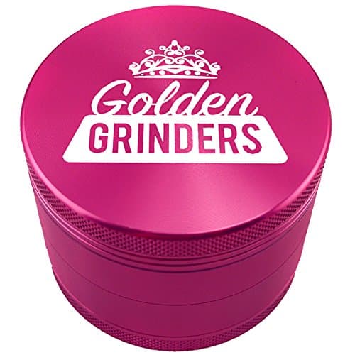 Golden Grinders (Pink) 2.5 inch 4 Layer Herb Spice Weed Tobacco Grinder Pink Aluminum Metal Pollen Catcher 2.5 inch 4 Layer