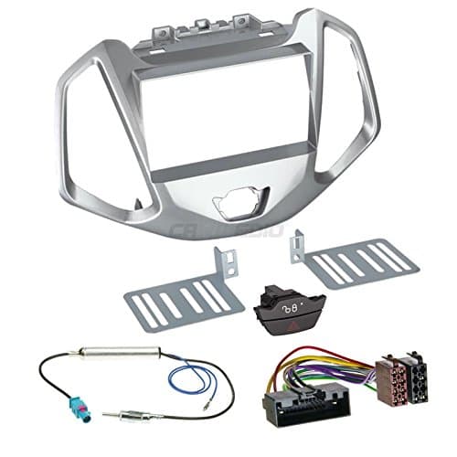 Ford EcoSport 14 Original Plug & Play Quality 2-Din Car Radio Installation Set Includes Aerial Adaptor Radio Connection Cable and Radio Fascia/Frame Silver