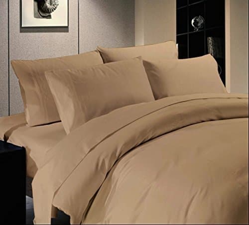 KP Linen Hotel Quality 850-Thread-Count 100% Egyptian Cotton King Size 3pc Fitted Sheet With 24 Inch Deep Pocket, Taupe Solid