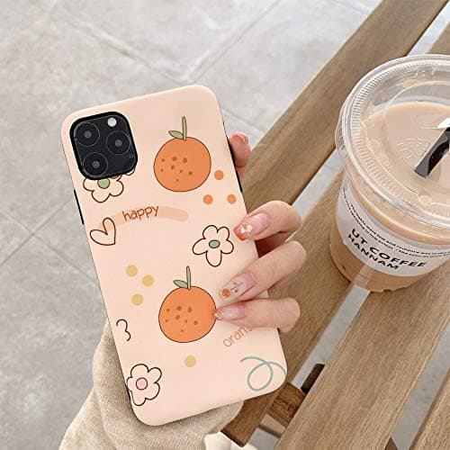 Gentra Fruit Phone Case for iPhone X XR XS Max 11 Pro Max Orange TPU Soft Silicone Cases for iPhone 7 8 Plus Cover case (for iPhone 11 pro max)