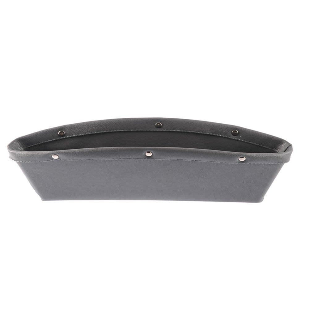 2pcs Creative Car Storage Box Leather Auto Car Seat Gap Pocket Catcher Organizer Leak-Proof Storage Box Bag Container (Gray)