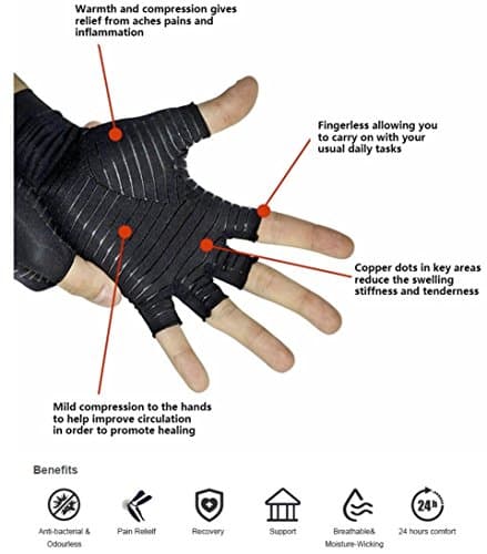 Copper Compression Arthritis Gloves for joint therapy - #1 Copper Infused Compression Fit Glove GUARANTEED To Speed Up Recovery &amp; Relieve Symptoms of Arthritis, RSI, Carpal Tunnel, Tendinitis