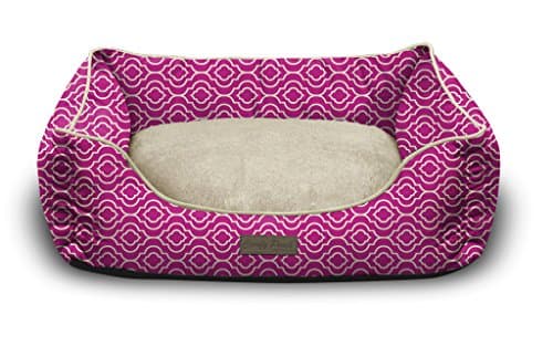 Pet Trendy Modern Chic Trellis Thick Bolstered-Microfiber Machine-Washable Pet Bed for Dog and Cat, 20-Inch x 28-Inch x 8-Inch, Pink