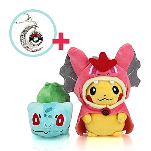 Cutie Pokemon - Mega Charizard Y Pikachu 4" - Bulbasaur 6" Stuffed Set - Enjoy the Pokemon Plush Doll with Pokemon games.