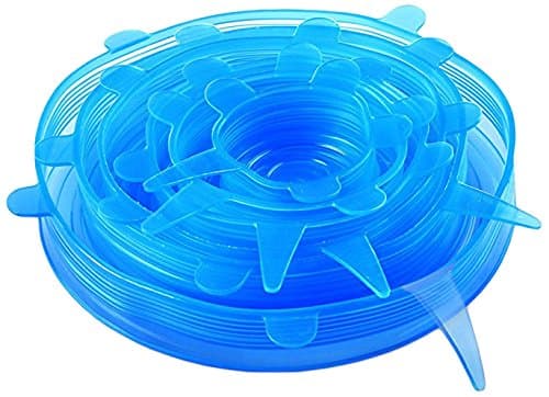 Silicone Stretch Lids, 6-Pack of Various Sizes, Dishwasher and Freezer Safe
