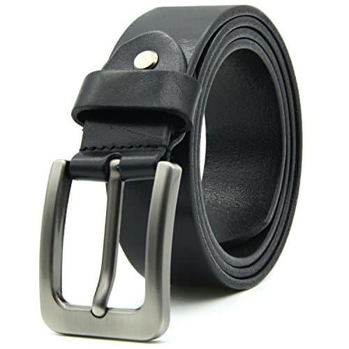 Full Grain Leather Belt for Men with Brushed Pin Buckle,35mm Wide, Gift Box