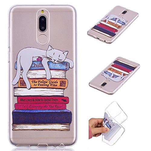 IJIA Case for Huawei Mate 10 Lite (5.9") - Transparent Lazy Cat Clear TPU Soft Silicone Phone Back Protection Bumper Fashion Skin back Shell Case Cover