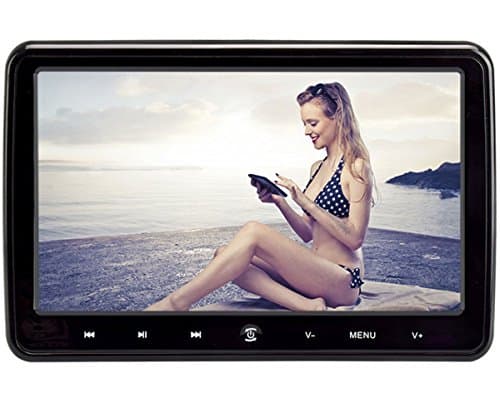 LOSKA 10.1" Portable Ultra Thin Headrest DVD Player Digital HD Car Multimedia Rear-Seat Entertainment System Wide Screen Display Player Headrest Monitor with HDMI Port and Remote Control Black