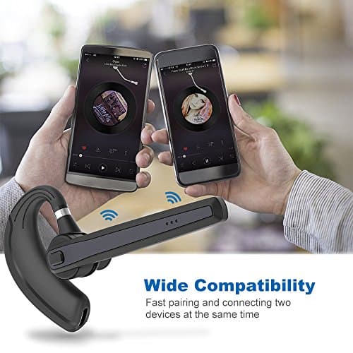 Bluetooth Headset, Wireless Earpiece Bluetooth for Phones, In-Ear Piece Hands-Free Headphone Office Phone Headsets w/ Mic, Noise Cancelling for Driving