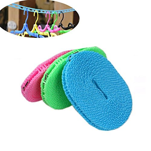 Clotheslines 16FT/5m Portable Windproof Adjustable Clothesline for Outdoor Indoor Home Travel Drying(Pack of 3)