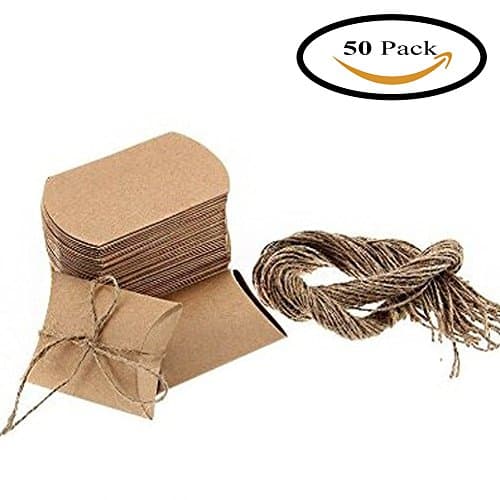 50 Pack. Cute Pillow Kraft Paper Gift Boxes Wedding Party Favor Favour Gift Candy Box - 2.7x2 Inch