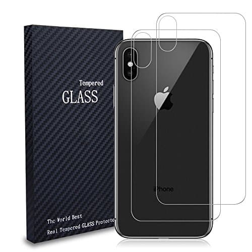 iPhone X Back Screen Protector, JuBlack Anti-Scratch, Anti-Fingerprint, Bubble Free Easy to Install Tempered Glass Screen Protector for Back of Apple iPhone X 2017 (2 Pack)