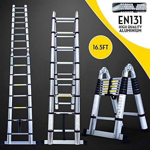Heredeco® Multi-purpose Aluminum Folding Telescopic a Frame Shape Ladder (16.5FT)
