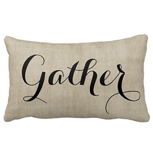 Standard Pillowcase Decorative Gather Together Autumn Rustic Burlap Look Pillow Cover 20x36 Inches