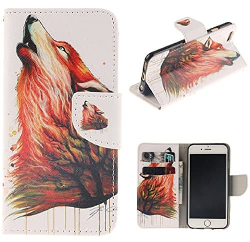 iPhone 6/6S Case iPhone 6/6S Sport Wallet Case,Emily Fashion Red Wolf Slim Fit Synthetic Leather Folio Sport Wallet Kickstand Cover With Built-in Slots Case for iPhone 6/6S