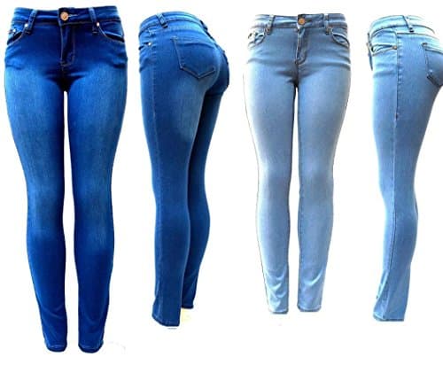 J&amp;C BLUE/DARK BLUE SOFT Stretch WOMEN'S DENIM JEANS SKINNY LEG PANTS (15, LIGHT BLUE)