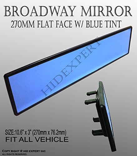 JDM Universal Broadway 270mm Flat Blue Tinted Interior Clip On View Mirror EMC