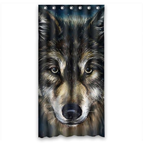 Custom Brave Black Wolf Waterproof polyester fabric Shower Curtain and Hooks Size 36"x72"